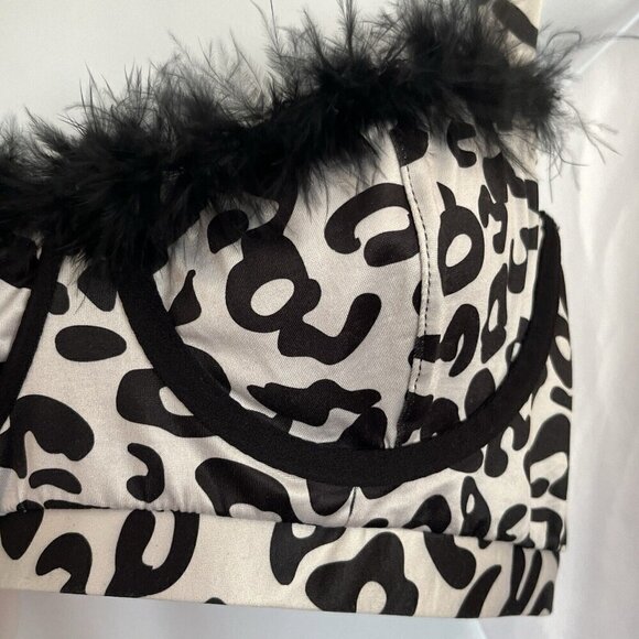 New Fantasy Lingerie Leopard Animal Bralette Bra Top S/M Sexy Mob Wife Gyaru - Picture 4 of 15